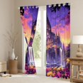 thumbnail image 3 of Homewish Dreamy Castle Blackout Curtains for Girls, Rainbow Stars Floral Curtains Pack of 2 (42x84 Each), 3 of 5