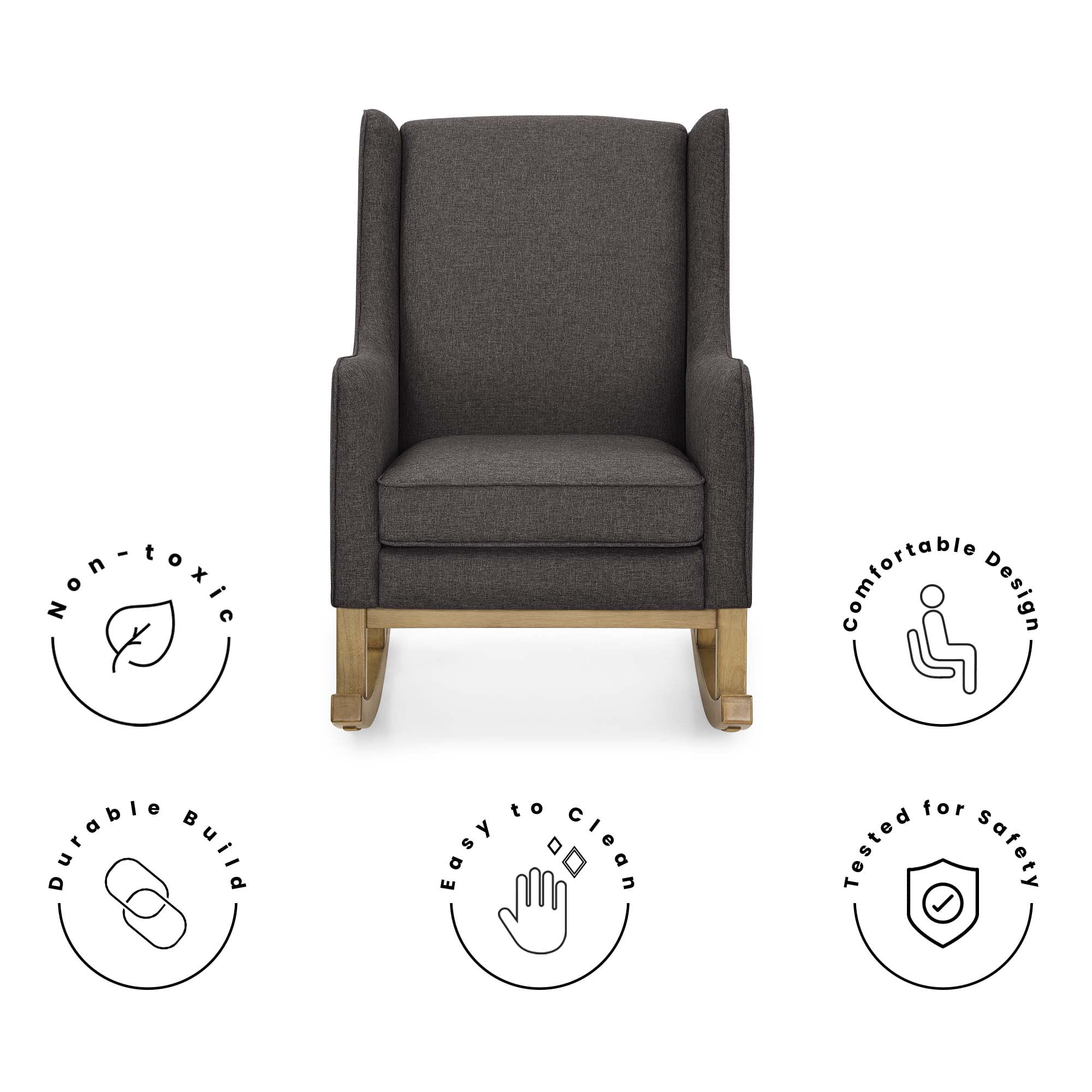 Delta Children Hanover Rocking Chair, Charcoal/Acorn