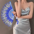 thumbnail image 2 of CSChome Bronzing Butterflies Folding Fan Bronzing Butterflies Folding Hand Fan: Elegant Tassel, Catwalks Dance Performance Props, 2 of 7