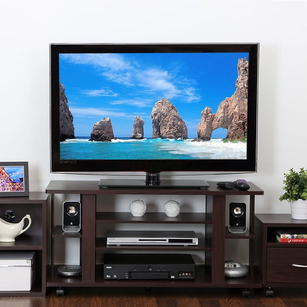 Furinno Indo Tier Low Rise Tatami Espresso Tv Stand With Casters Walmart Com Walmart Com