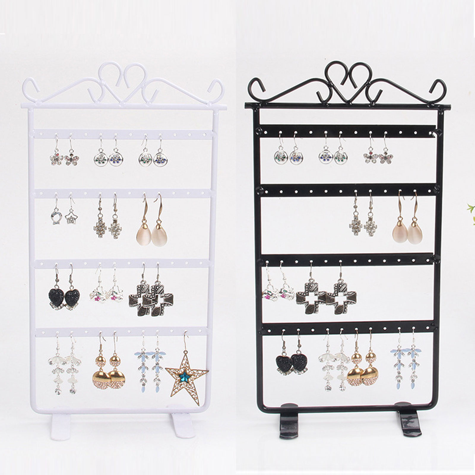 Rings Tray Freestanding Tabletop with Dish Bracelets Storage Holder Stand Tower Tree Black Necklaces Organizer OwlGift 3 Tier Capacity Jewelry Display 48 Holes Earring Hanger