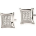 thumbnail image 2 of Sterling Silver Rhodium-Plated Cz Pave Square Post Earrings (10 X 10) Made In China qe9115, 2 of 5