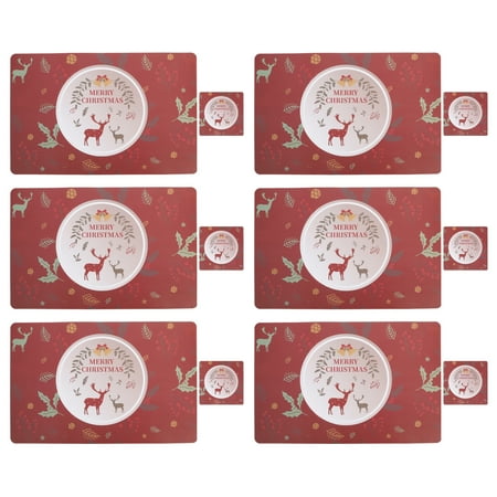 

NUOLUX 12Pcs Creative Christmas Pattern Placemats Adorable Xmas Themed Coasters