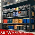 thumbnail image 6 of REIBII 60"W Garage Shelving Loads 2500LBS Storage Shelves Heavy Duty Shelving Units Adjustable 4-Tier Metal Shelving for Storage Rack Industrial Utility Shelf 60"W*60"H*24"D, 6 of 7