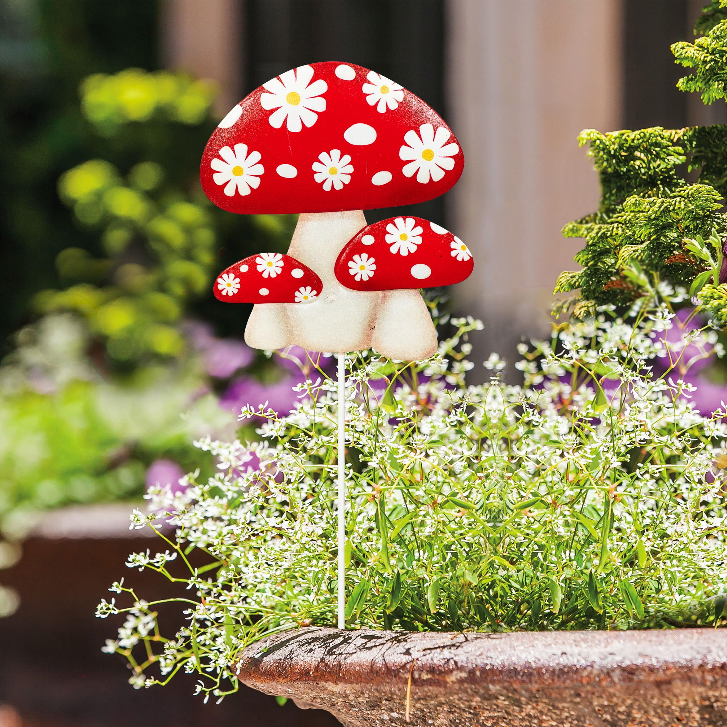 Mainstay 5" x 12" Metal Painted Mushroom Plant Stake