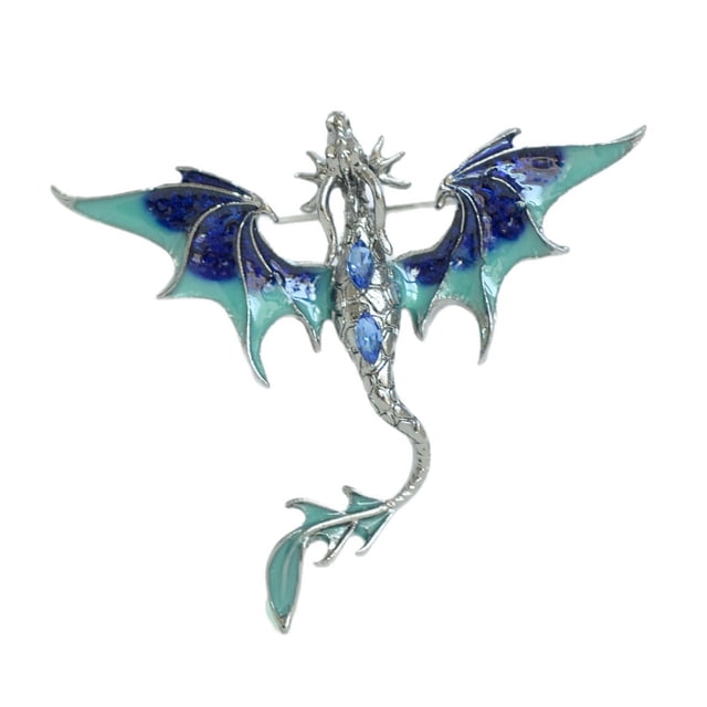 Brooch Pin Western Dragon Design Zinc Alloy Pin with Rhinestone Inlay Hand-Painted Enamel Glaze Suits Coats Sweaters Badge