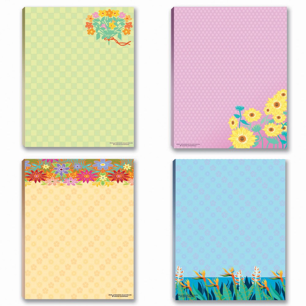 Floral Notepads 4 Assorted Note Pads Flower Theme Pads Walmart