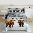 thumbnail image 2 of Feelyou Rustic Highland Cow Bedding Comforter Set, Merry Christmas Twin Comforter Sets, Kawaii Winter Animal Reversible Bedding Set, Ultra Soft Home Decor, 2pcs, 2 of 8