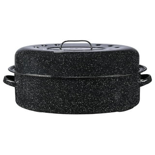 Gibson Home Kenmar High Dome Oval Roaster Set in Black - Includes Roaster  Pan with Lid and Wire Rack in the Cooking Pots department at