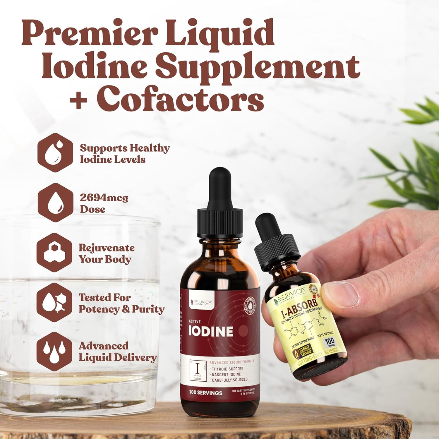 Active Iodine + iAbsorb Bundle - Nascent Iodine Drops - Liquid Delivery - Supports Healthy Energy, Vitality & Iodine Levels