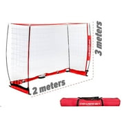 PowerNet Portable Futsal Soccer Goal, Soccer Net with Collapsible Steel Base, Pop Up Soccer Training Equipment, 1 Goal & Zipper Storage Bag (3M X 2M)