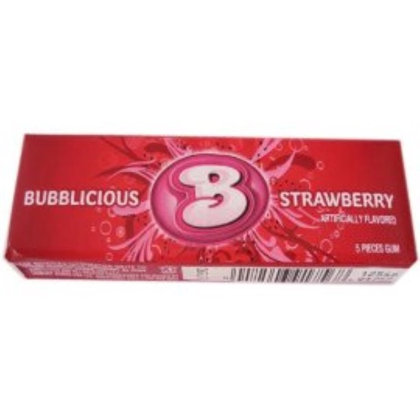 Bubblicious Strawberry Splash Bubble Gum 18 packs (5ct per pack) (Pack