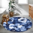 thumbnail image 3 of Round Rugs 4Ft, Navy Blue Spring Floral Round Area Rug Washable Indoor Throw Carpet, Watercolor Summer Flower Soft Non Slip Circle Rug for Kitchen Nursery Room Home Decor Aesthetic, 3 of 8