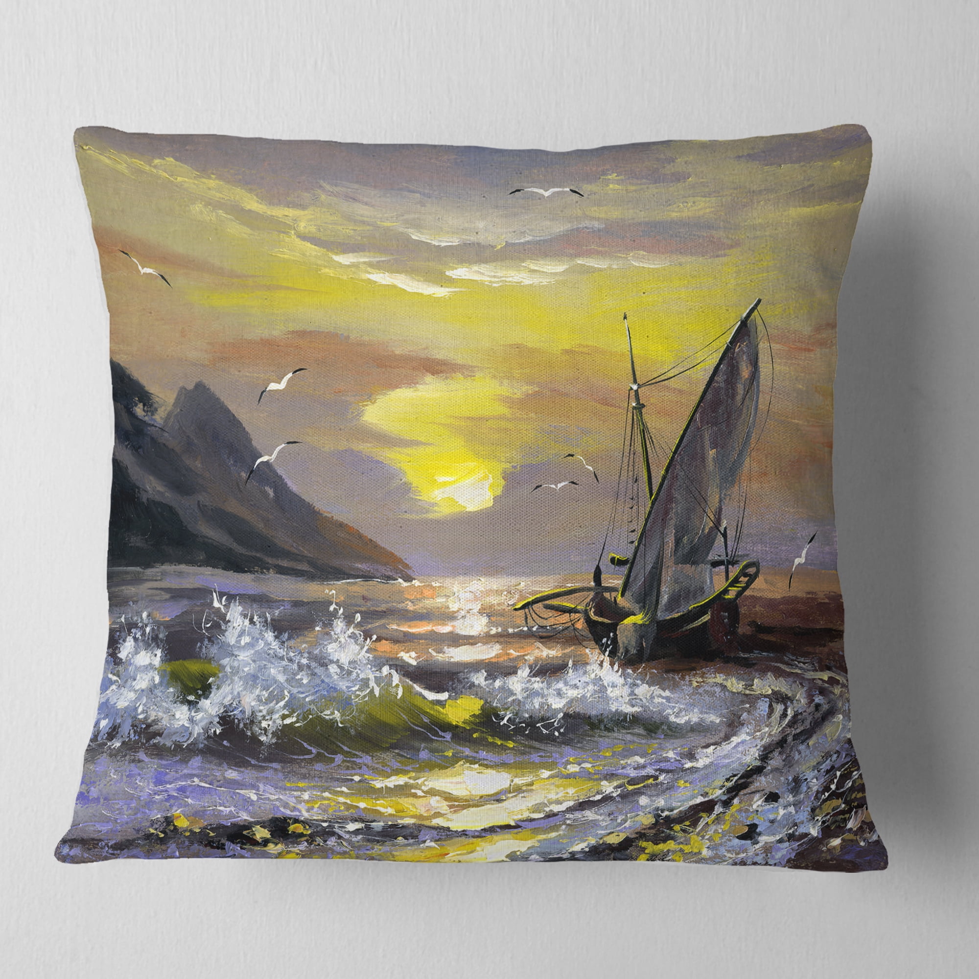 Designart Meet you Soon - Seascape Throw Pillow - 18x18
