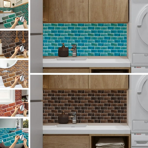 Goory Brick Stone Design Tiles Backsplash Removable Kitchen
