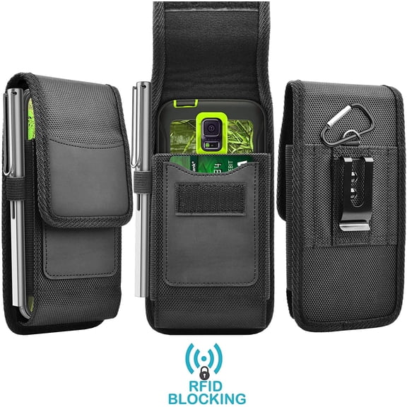 Tekcoo Phone Holster for Samsung Galaxy S26 FE S25  S24 Ultra 5G S23 Plus A16 A15 A14 A26 A36 A56 A35 A17 Nylon Oxford Belt Pouch Clip Carrying [RFID] Wallet Case Card Holder Slots
