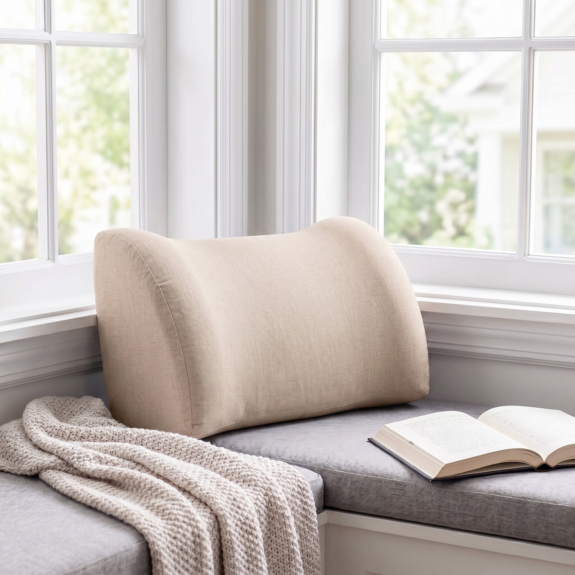 Unique Bargains Lumbar Support Pillow Cotton Back Support Beige-Yellow 17.7" x 7.5" x 11"