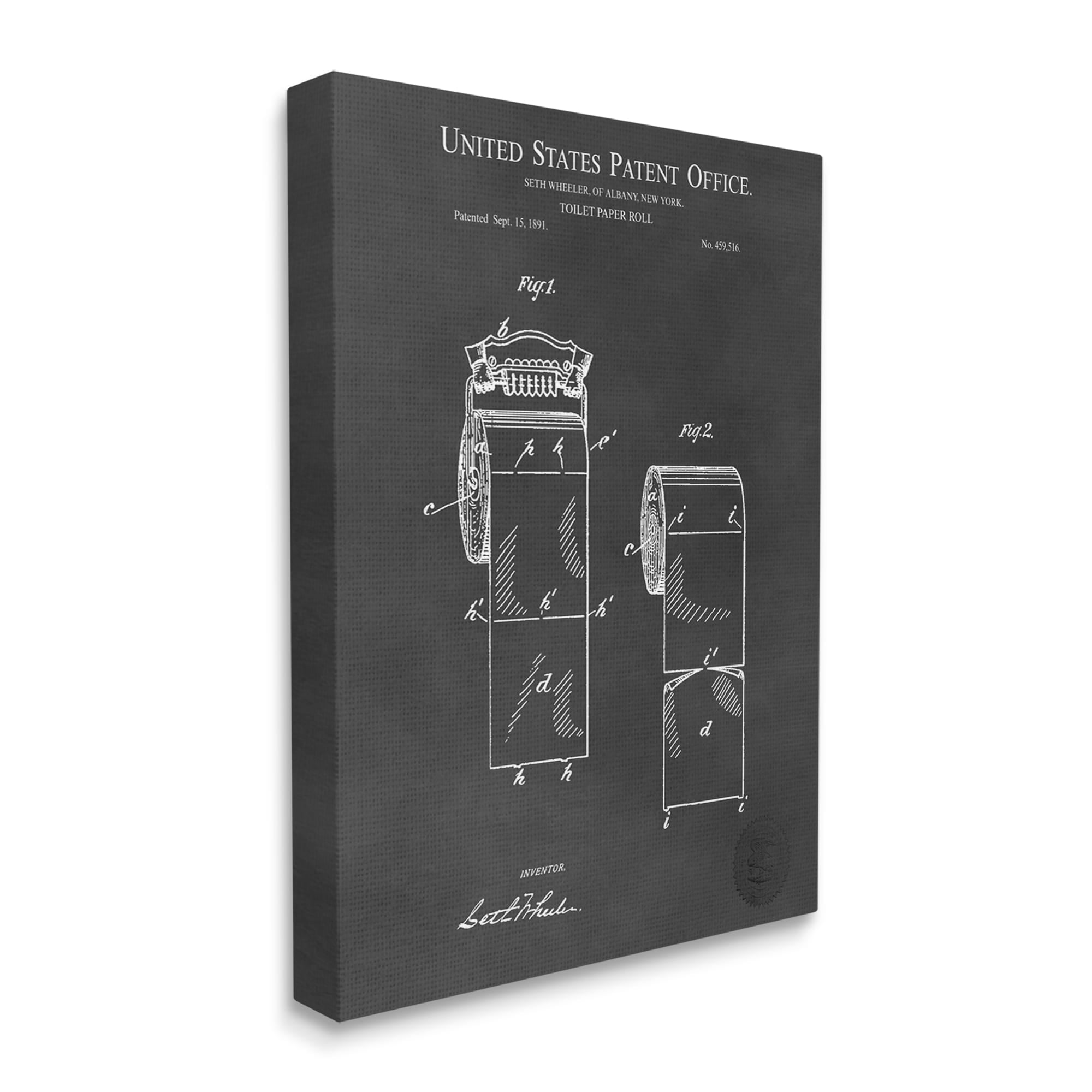 Stupell Industries Black Toilet Paper Bathroom Diagram Outline Blueprint Canvas Wall Art, 24 x 30, Design by Karl Hronek