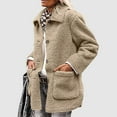thumbnail image 3 of Fall Winter Savings Clearance 2024! TAGOLD Womens Winter Coats,Women's Solid Winter Faux Coats Long Sleeve Lapel Pockets Fleece Jacket Casual Trendy Outerwear, 3 of 3