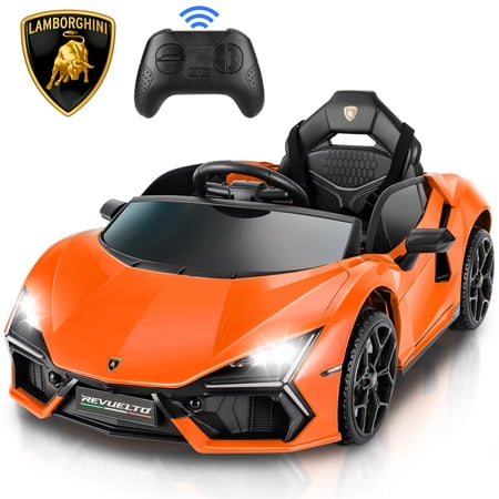 VIBESPARK 12V Licensed Lamborghini Ride on Toys with Remote Control, Ride on Cars, Electric Car for Kids w/ Bluetooth, Music, MP3 Player, Radio, Scissor Doors, 3-Point Seat Belt, 3 Speeds, Red