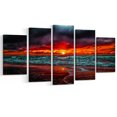 thumbnail image 2 of Red Sunset over Blue Waters - Seascape Canvas Art Print, 2 of 3