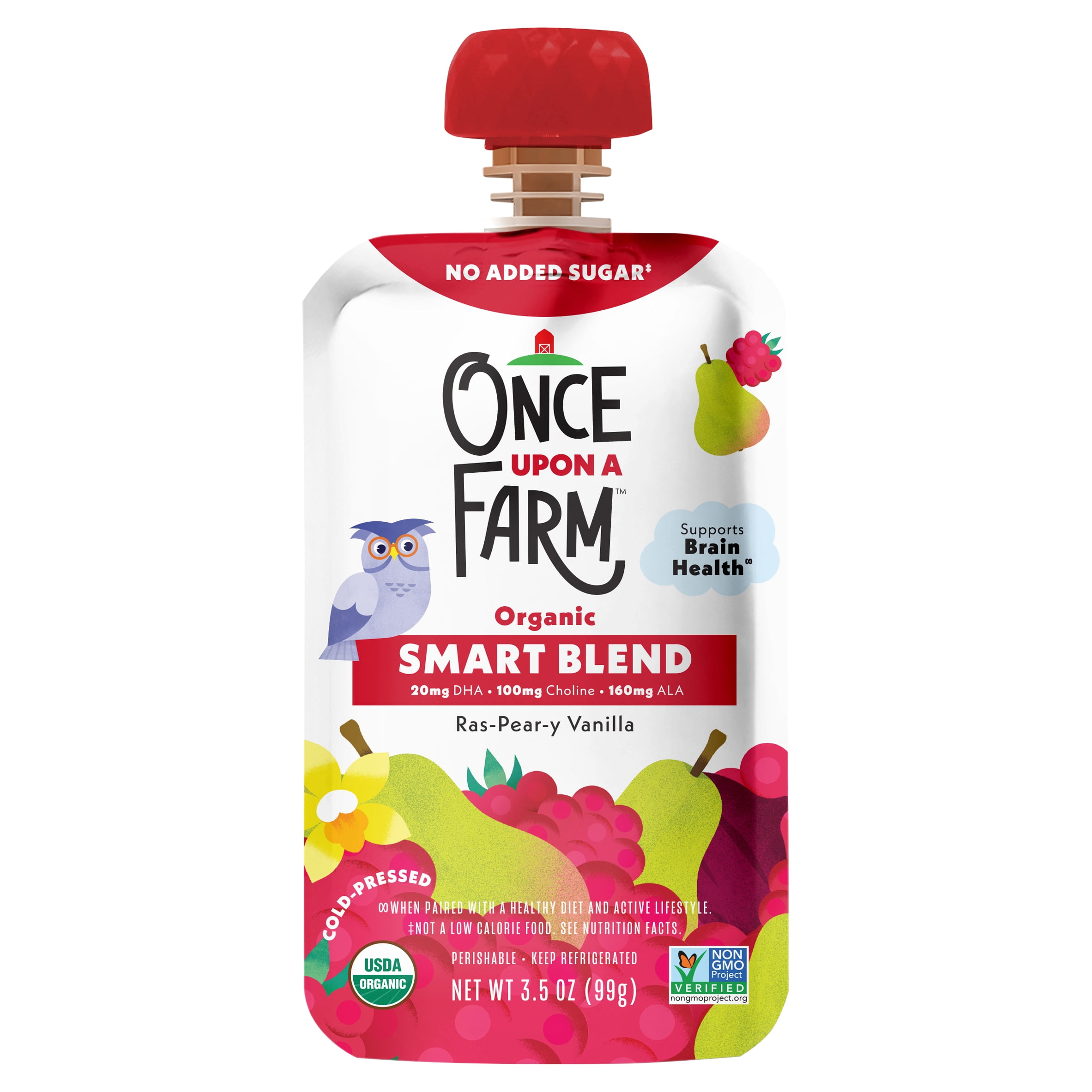 Once Upon a Farm Organic Rasp-pear-y Vanilla Smart Blend, 3.5 oz Pouch ...