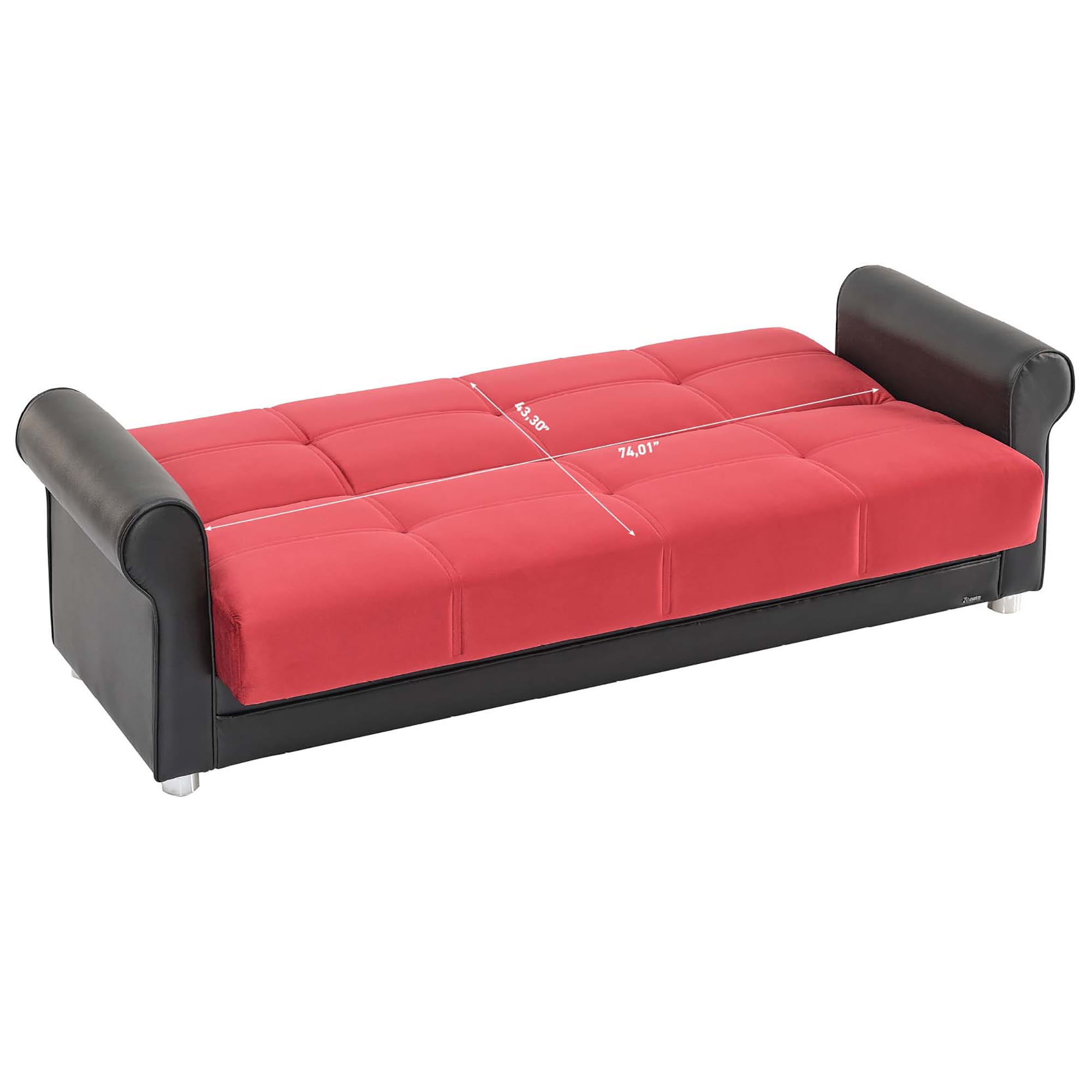 Ottomanson Paradise Sofa Bed with Storage 74", Burgundy Microfiber