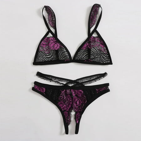 

Aayomet Women Lingerie Set Women Lingerie Bodysuit Lace Teddy Snap Crotch V Neck Cut Out One Piece Underwire Purple M