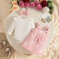 thumbnail image 2 of UAYOTSE Girls Long Sleeved Romper Top Overalls Skirt and Hair Tie Set Comfortable Warm and Stylish,Sizes 18-24 Months, 2 of 7