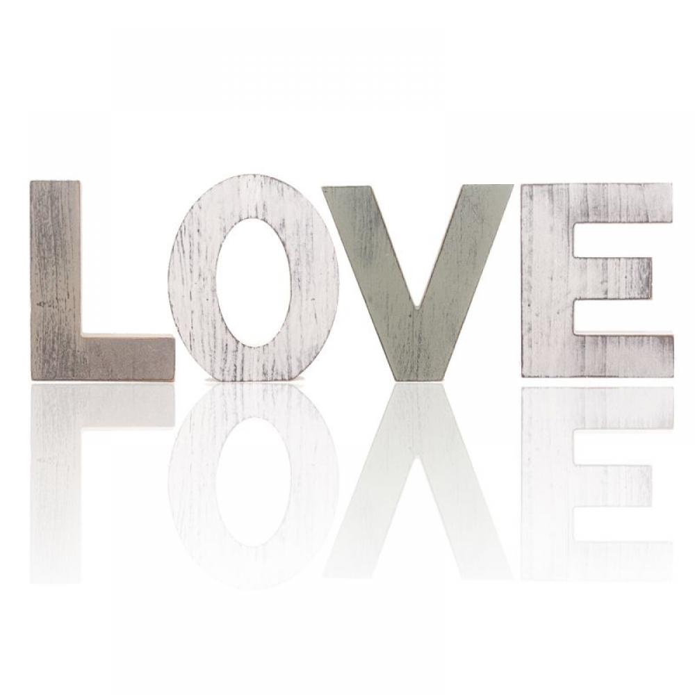 Wood Love Signs Wall Decor, Wooden Blocks Rustic Letters Cutout
