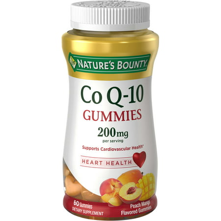 Nature's Bounty Co Q-10 Peach Mango Flavor Heart Shape Gummies, 200 mg, 60