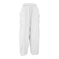 thumbnail image 4 of Beugl Linen Pants Women, 2024 Womens Casual Wide Leg Linen Pants Loose Lightweigt Beach Palazzo Pants, Wide Leg Pants Woman, Capri Pants for Women White XL, 4 of 7