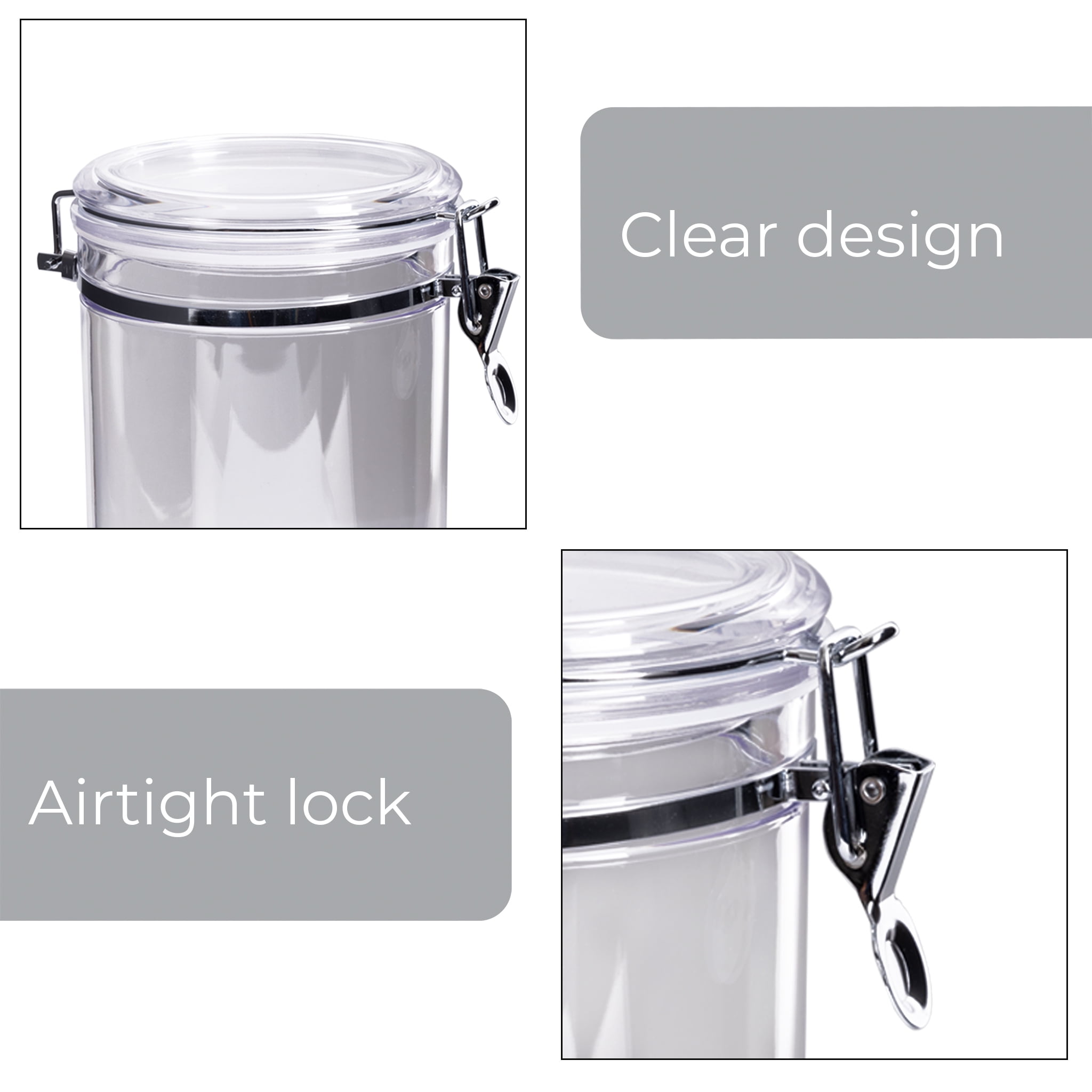 (2 pack) Mainstays Round Plastic Food Storage Canister - Small - 5.12” W x 6.5” D x 5.” H ​