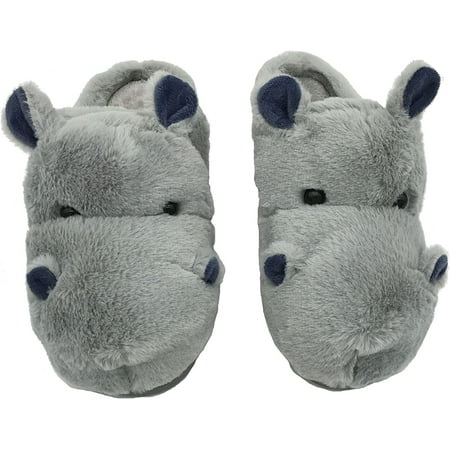 

PIKADINGNIS Fuzzy Hippo Slippers - Funny Plush Hippo Animal Slippers Non-Skid Indoor Outdoor Hippo Style Cotton Shoes For Women Men