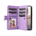 thumbnail image 2 of Multifunctional Case for Google Pixel 6 Pro,[RFID Blocking] 9 Credit Cards Holder with Wrist Strap, Premium PU Leather Zipper Wallet Purse Magnetic Flip Phone Cover for Google Pixel 6 Pro, Purple, 2 of 12