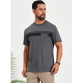 thumbnail image 4 of DARING DIVA Men's Chest Pocket Striped Print Crew Neck Short Sleeve T-Shirt 3XL Dark Gray, 4 of 7