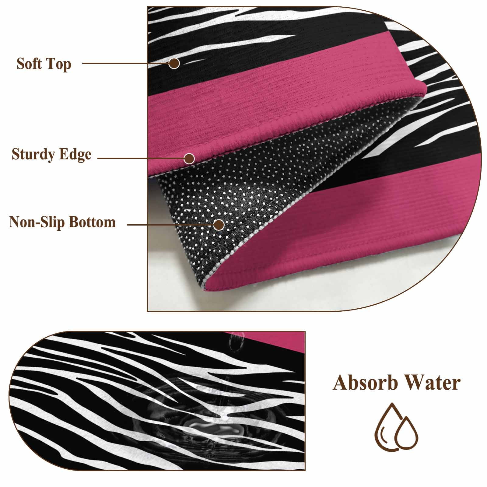 Zebra Printed Area Rugs 5'x7', Washable Small Throw Rugs for Laundry Room Playroom, Modern Geometric Balck White Stripes Indoor Outdoor Rug Non-Slip Low Pile Carpet Runner Reversible Floor Mats