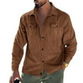 thumbnail image 2 of snullo Men's Sweatshirt Corduroy Button Down Long Sleeve Shirts Casual Shacket Vintage Jacket with Flap Pockets Clothing Tops, 2 of 6