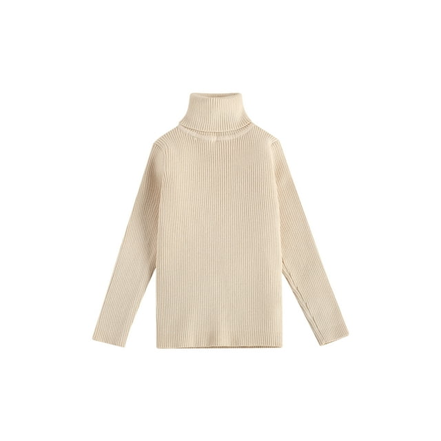 Xingqing Pull pour Tout-Petits Filles Manches Longues Tricot Col Roulé Pull Enfants Pulls Automne Hiver Haut Tricoté