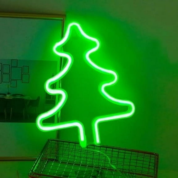 ZFYXGS Hand Made Christmas Tree Neon Lights Sculptures Table Curtains Window Decorations Home Decoration Night Lights Clearance