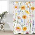 thumbnail image 2 of Extra Long Shower Curtain 72x96 Inch, Yellow Daisies Floral Shower Curtain Waterproof Bathroom Decor Spring Botanical Farmhouse Fabric Bath Curtain Set Accessories with Hooks, 2 of 6
