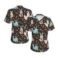 thumbnail image 3 of Yiaed Rabbit Is Eating Carrots Print Women's T Shirt V-Neck Short Sleeve Shirt Casual Breathable Tee Summer Tops-Small, 3 of 5