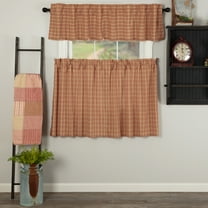 VHC Brands Sawyer Mill Red 3 PC Plaid Curtain Set (1 Valance 16x72 and 2 Tier 36x36)
