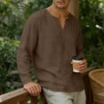 thumbnail image 4 of Qelyn Men's Long Sleeve T-Shirts Casual V Neck Linen Shirts Lightweight Loose Fit Basic Tee Tops for for Daily Wear, 4 of 7
