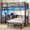 Brown, variant on Twin Over Twin Metal Bunk Bed with L-Shaped Desk,2 Fabric Drawers, Side Ladder & Full Safety Guardrail, Space Saving Bunk Bed Frame with Open Shelves & Grid Wall,Black & Rustic Brown
