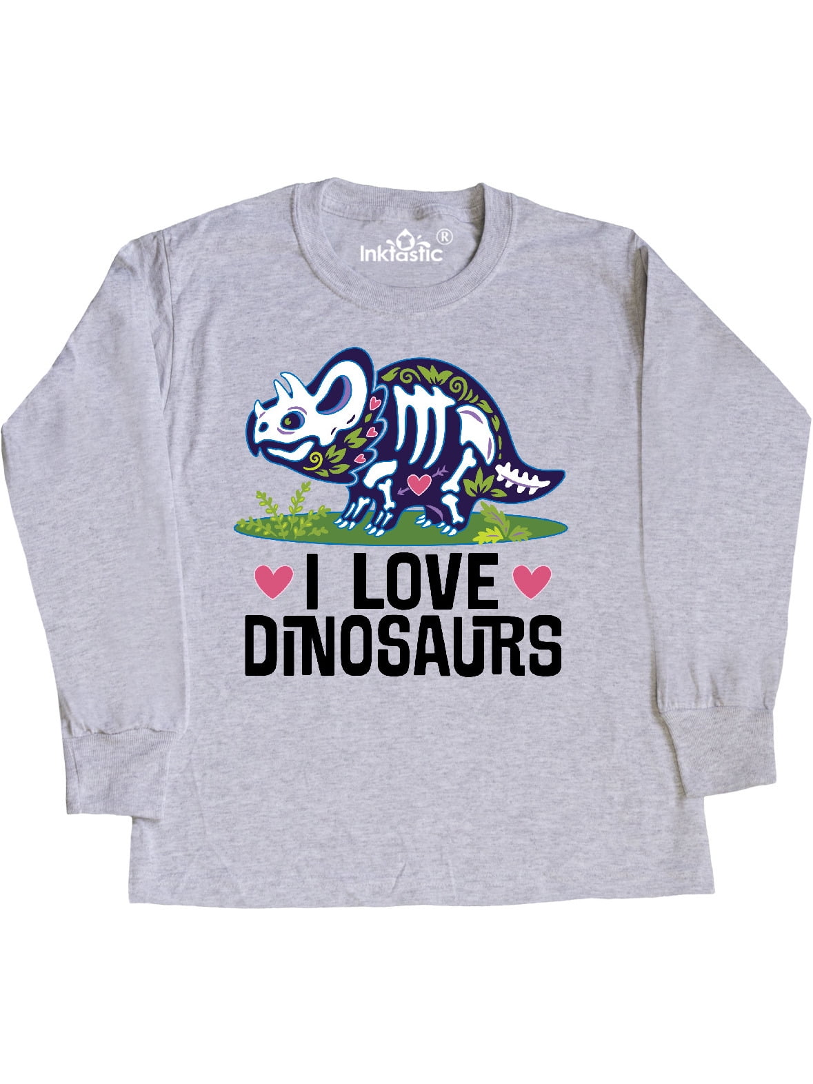 Girl Dinosaur I Love Dinosaurs Youth Long Sleeve TShirt