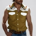thumbnail image 2 of GERsome Men's Sleeveless Shirts Button Up Tank Tops Color Block Beach T Shirt Vest with Pockets S-3XL, 2 of 5
