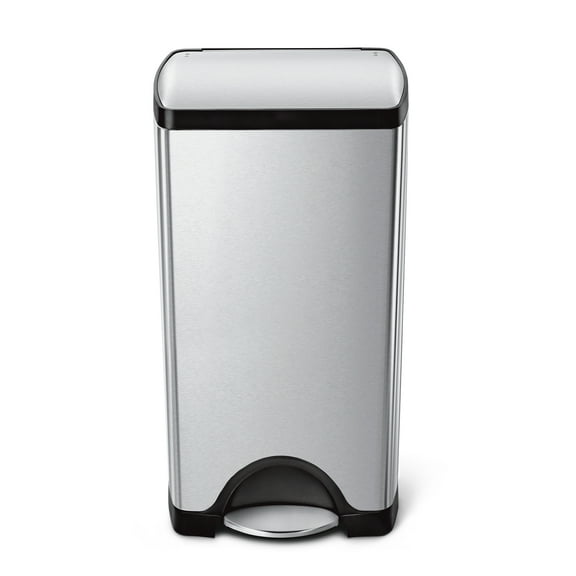 simplehuman 30 Liter / 8 Gallon Stainless Steel Rectangular Kitchen Step Trash Can, Brushed Stainless Steel
