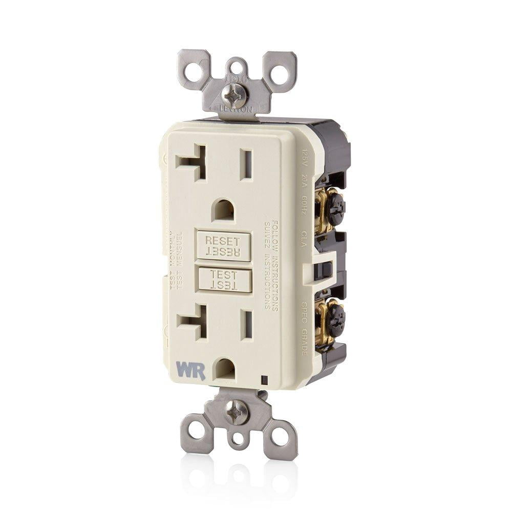 Leviton Tamper/Weather Resistant GFCI Receptacle, 20A, 125V, Light Almond