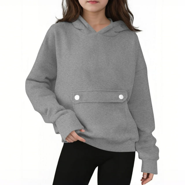 Mgmyaa Chandails en Molleton pour Filles Manches Longues avec Capuche et Poche Taille 4-16 Ans